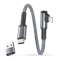 Câble USB-C vers Lightning 2m Coudé 180° Noir - Charge Rapide & Gaming - 2