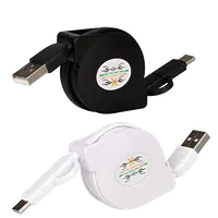 Câble Rétractable USB-A vers USB-C Tiemme Twister 60W 1m Noir - 2