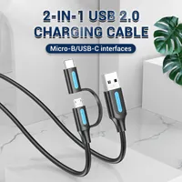 Câble USB 2.0 Vention 3-en-1 : USB-C, Lightning & Micro-B - 1m - 2