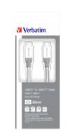 Verbatim Câble de synchronisation et de charge USB-C à USB-C USB 3.1 GÉN 2 de en acier inoxydable de 30 cm