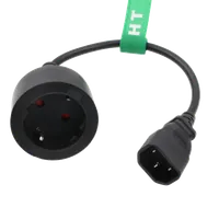 Câble d'alimentation Akyga AK-PC-10A : Schuko vers IEC C14 - 15 cm - Noir