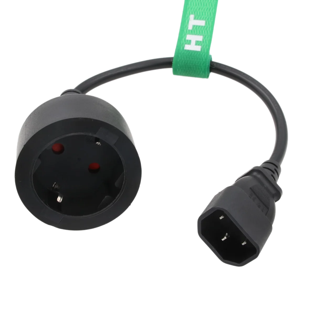 Câble d'alimentation Akyga AK-PC-10A : Schuko vers IEC C14 - 15 cm - Noir