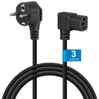 Câble d'alimentation secteur 3m avec verrouillage IEC C13 - Noir - 3