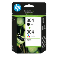 HP Pack de 2 cartouches authentiques d'encre noire/trois couleurs 304 - 2