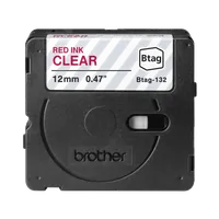 Brother BTAG-132 ruban d'étiquette Rouge sur transparent - 2