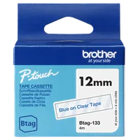 Brother BTAG-133 - Ruban d'étiquette Bleu sur transparent 12mm - 1
