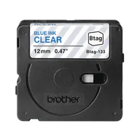 Brother BTAG-133 - Ruban d'étiquette Bleu sur transparent 12mm - 2