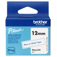 Brother BTAG-233 - Ruban adhésif bleu sur blanc, 12 mm de large, non laminé - 1