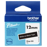 Brother BTAG-335 - Ruban adhésif blanc sur noir, 12 mm de large, non laminé - 1