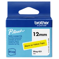 Brother Btag-631 - Ruban adhésif noir sur jaune, 12 mm de large, non laminé - 1