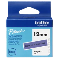 Brother BTAG-F31 – Ruban adhésif noir sur violet, 12 mm de large, non laminé - 1