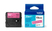 Ruban d'étiquetage Brother BTAG-P35 Blanc sur Rose - 12mm
