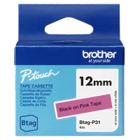 Ruban d'étiquetage Brother BTAG-P35 Blanc sur Rose - 12mm - 4