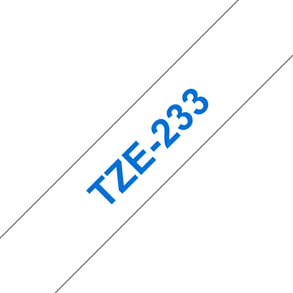 Brother TZE-233 ruban d'étiquette Bleu sur blanc