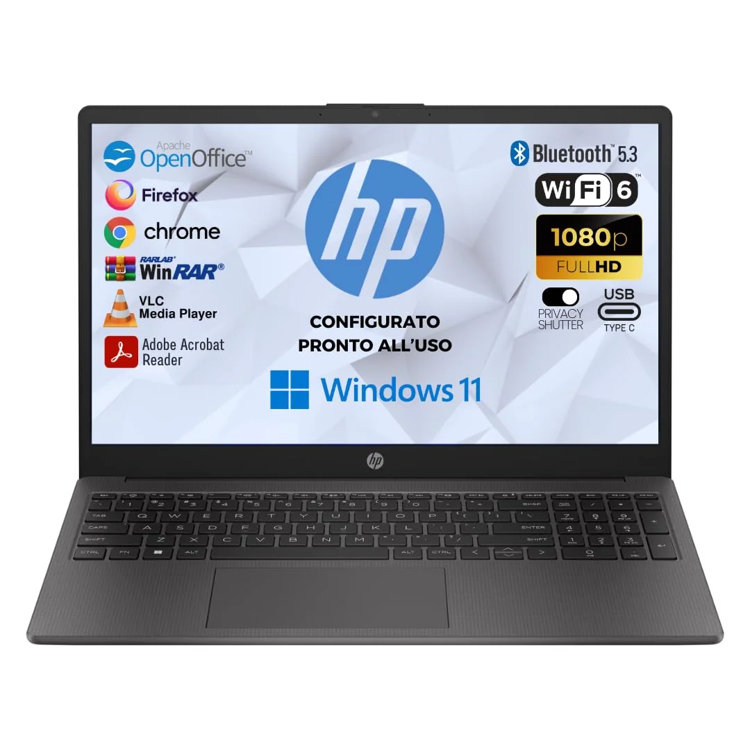 Ordinateur Portable HP 250R G10 - 15.6" FHD, Intel Core i5, 16 Go RAM, 512 Go SSD, Windows 11 Pro