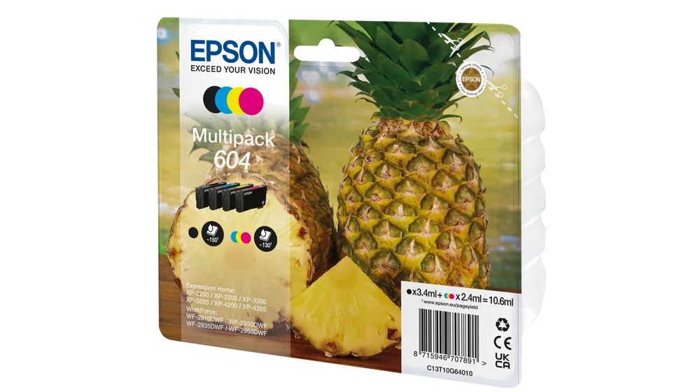 Epson 604 cartouche d'encre 4 pièce(s) Original Rendement standard Noir, Cyan, Magenta, Jaune