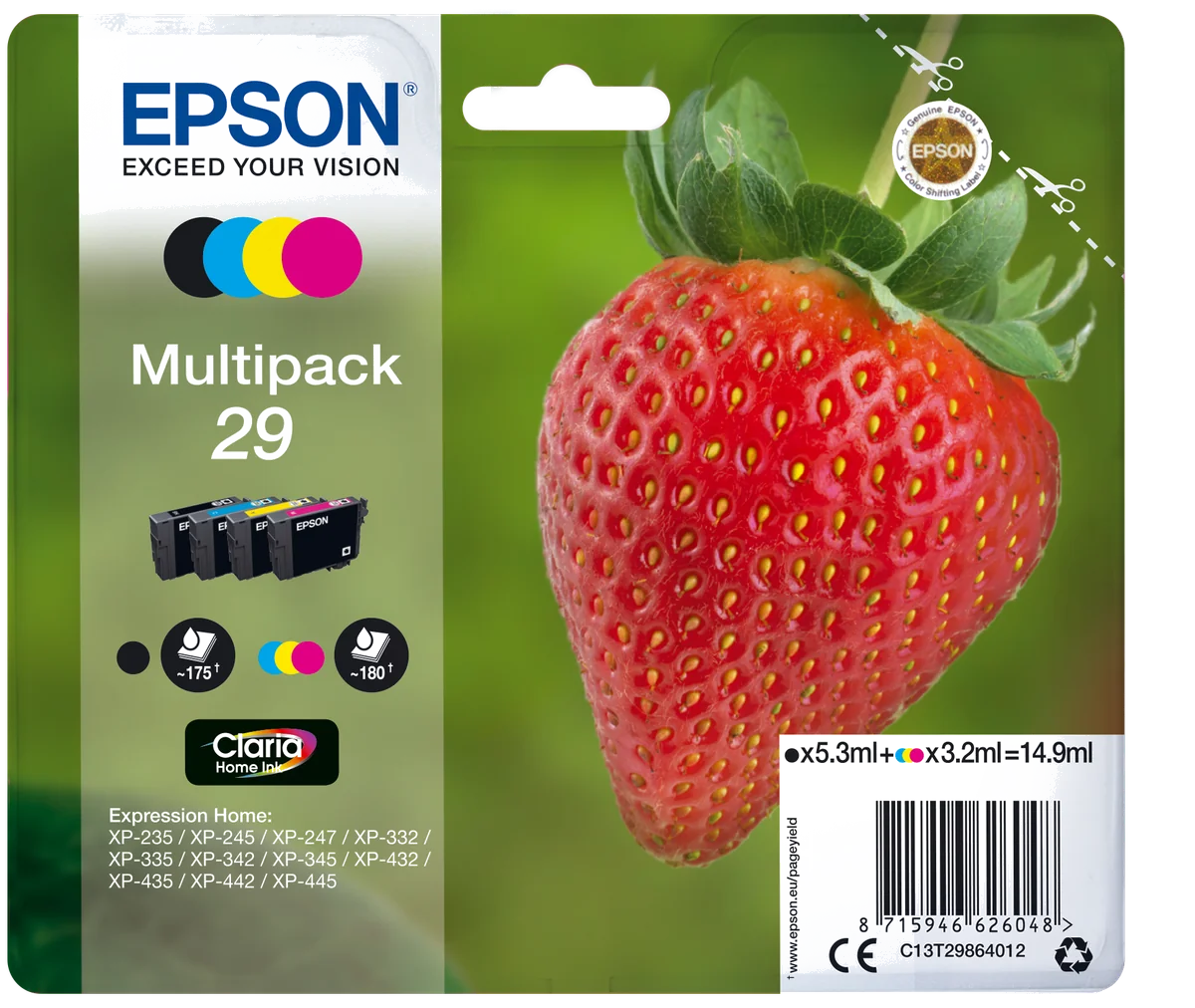 Epson Strawberry Multipack "Fraise" 29 - Encre Claria Home N,C,M,J