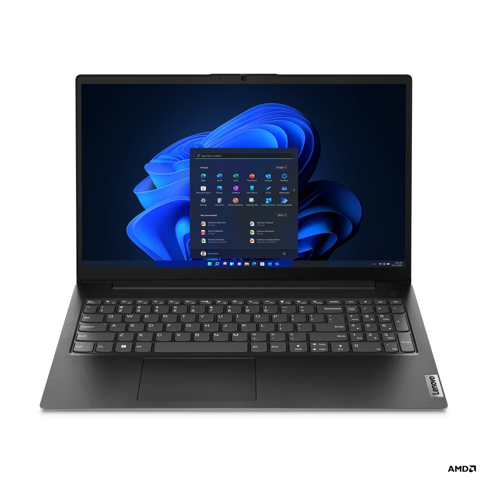 Lenovo V15 G4 AMN AMD Ryzen™ 3 7320U Ordinateur portable 39,6 cm (15.6") Full HD 8 Go LPDDR5-SDRAM 256 Go SSD Wi-Fi 5 (802.11ac) Windows 11 Pro Français Noir
