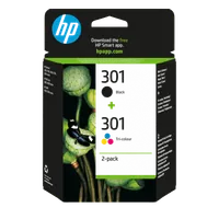 HP 301 pack de 2 cartouches d'encre noir/trois couleurs authentiques
