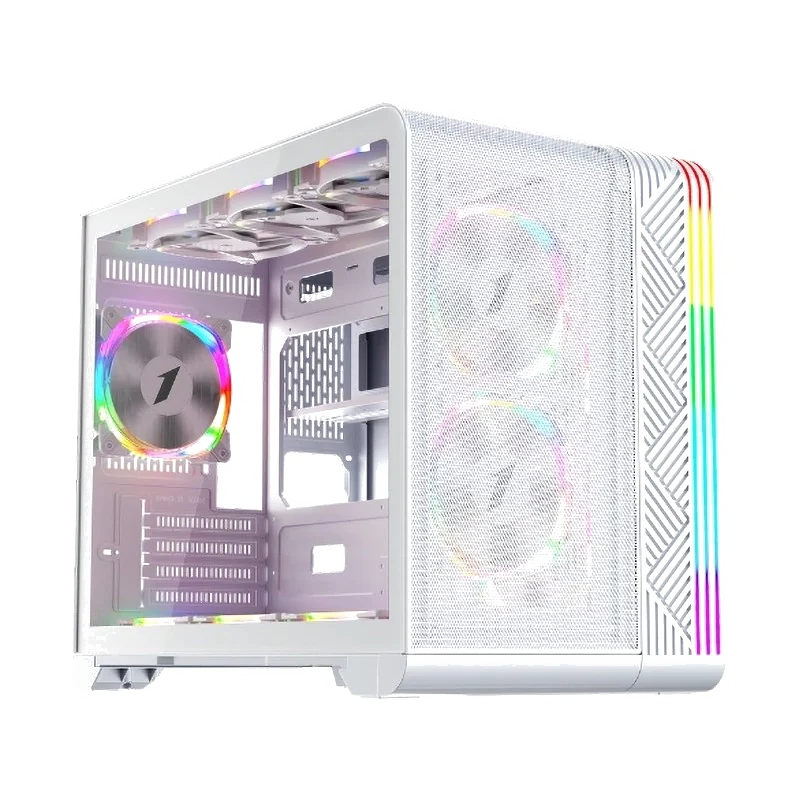 Boitier Mini Tour Micro ATX 1stPlayer VT6 RGB avec panneau vitré (Blanc)