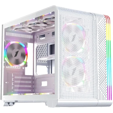 Boitier Mini Tour Micro ATX 1stPlayer VT7 RGB avec panneau vitré (Blanc)
