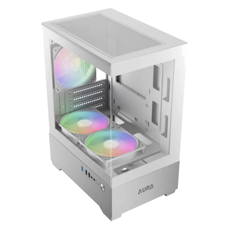 Boitier Mini Tour Micro ATX Gamdias Aura GC9M Elite RGB avec panneaux vitrés (Blanc)