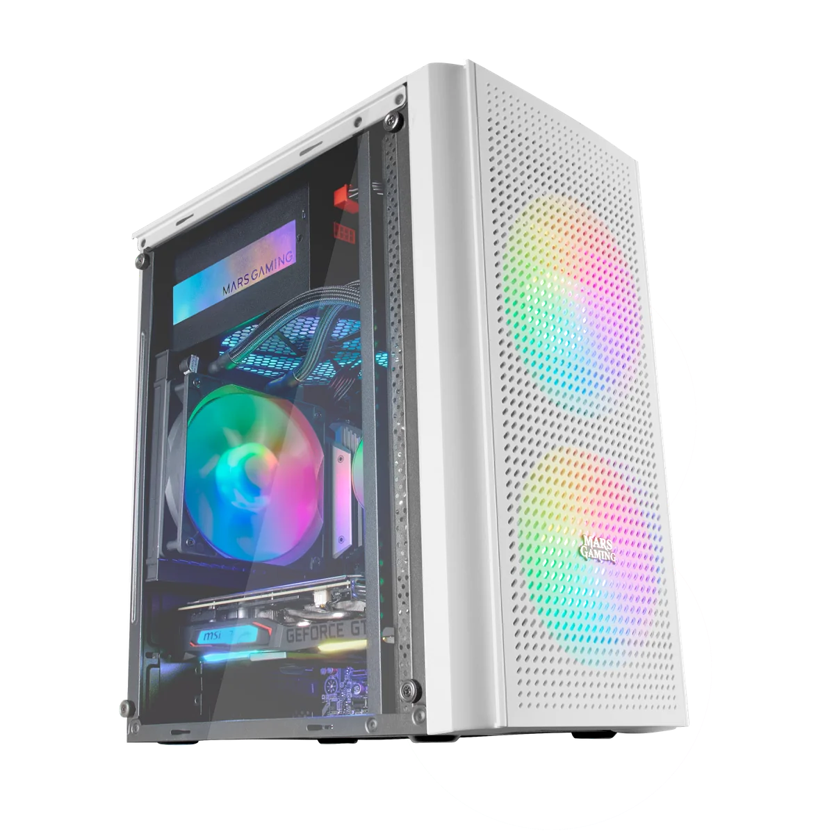 Boitier Mini Tour Micro ATX Mars Gaming MC300 RGB avec panneau vitré (Blanc)