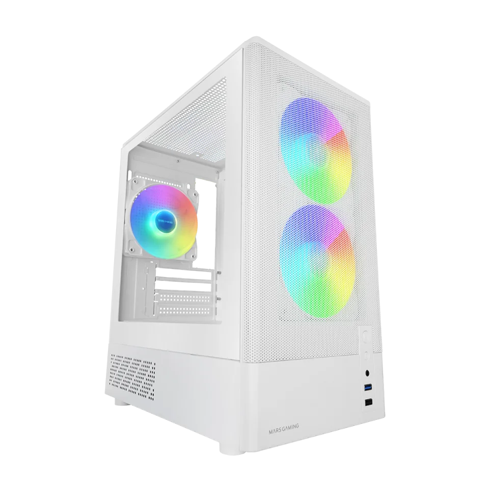 Boitier Mini Tour Micro ATX Mars Gaming MC-Onyx avec panneaux vitrés (Blanc)