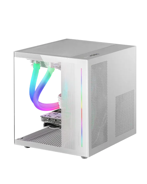 Boitier Mini Tour Micro ATX Mars Gaming MC-View avec panneaux vitrés (Blanc)