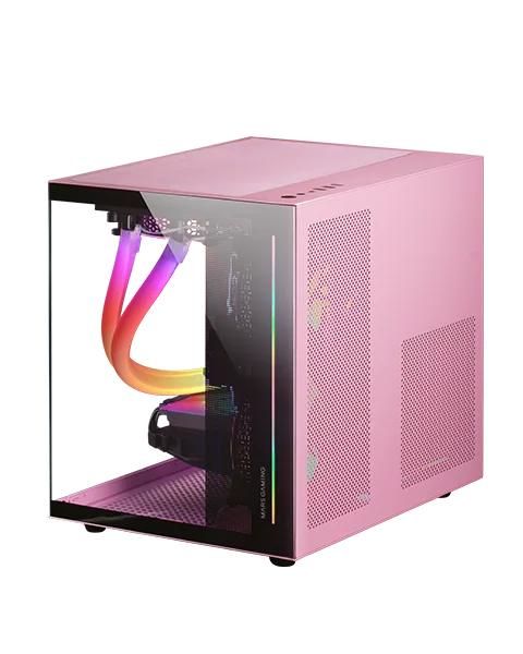 Boitier Mini Tour Micro ATX Mars Gaming MC-View avec panneaux vitrés (Rose)