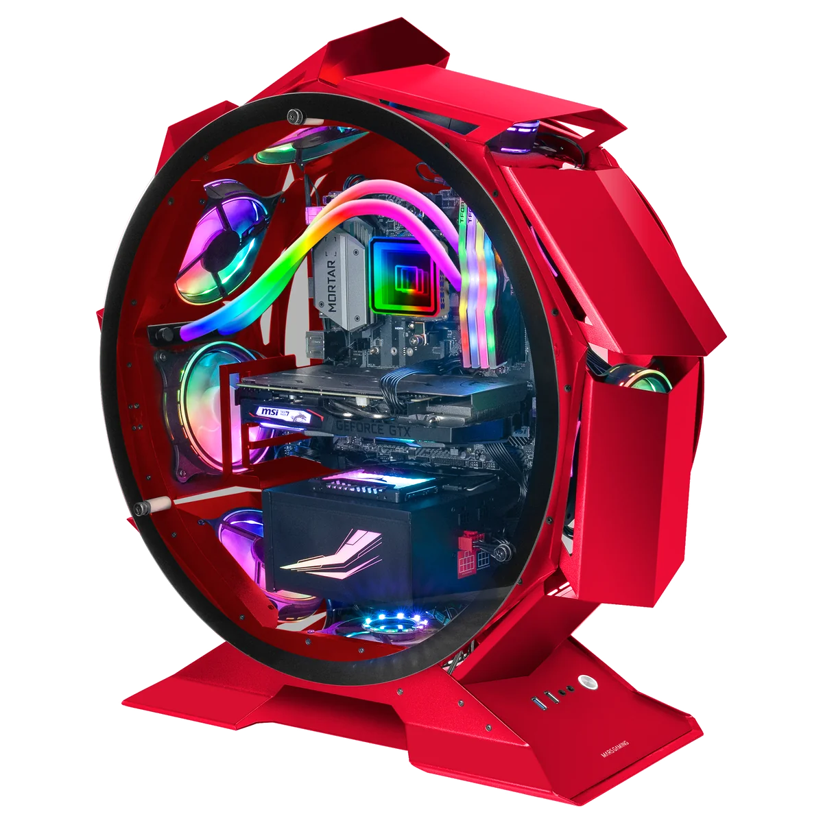 Boitier Mini Tour Micro ATX Mars Gaming MC-Orb avec panneaux vitrés (Rouge)