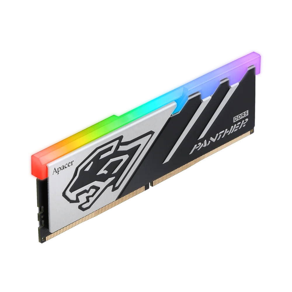 Barrette mémoire 16Go DIMM DDR5 Apacer Panther RGB 5600MHz (Noir/Argent)
