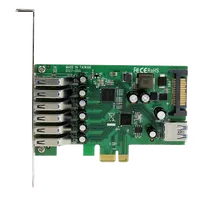 StarTech.com Carte contrôleur PCI Express à 7 ports USB 3.0 - 6 externes 1 interne - Adaptateur PCIe avec alimentation SATA - 4