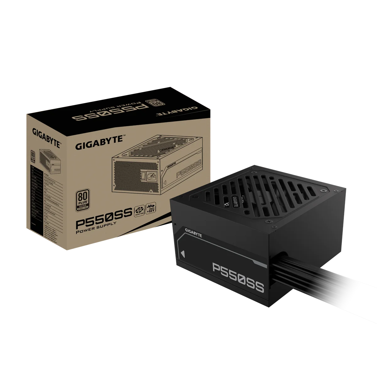 GIGABYTE P550SS Bloc d'Alimentation - PCIe 5.0, 80 PLUS Silver, Ventilateur 120 mm, Compatible ATX 3.0, Prise EU