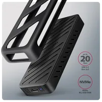 Axagon EEM2-20G NVMe-SSD-Gehäuse USB-C 3.2 20 Gbps 2230 - 2280 - schwarz Enceinte ssd Noir M.2 - 3