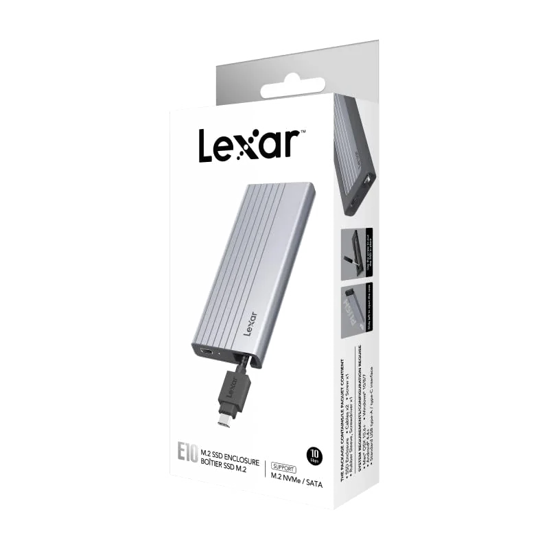 Boitier externe USB 3.2 Lexar E300 - NVMe M.2 Type 2280 (Argent)