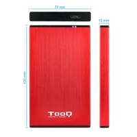 TooQ TQE-2527R Boîtier de disques de stockage Boîtier HDD Noir, Rouge 2.5" - 4