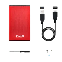 TooQ TQE-2527R Boîtier de disques de stockage Boîtier HDD Noir, Rouge 2.5" - 6