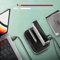 Axagon ADSA-DC Station d'accueil de disques de stockage USB 3.2 Gen 1 (3.1 Gen 1) Type-A Gris - 4