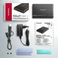 Axagon ADSA-CC USB-C 10Gbps - NVMe M.2 SSD & SATA 2.5/3.5 SSD/HDD CLONE MASTER 2 - Digital/Daten - NVMe USB 3.2 Gen 2 (3.1 Gen 2) Type-C Noir - 9