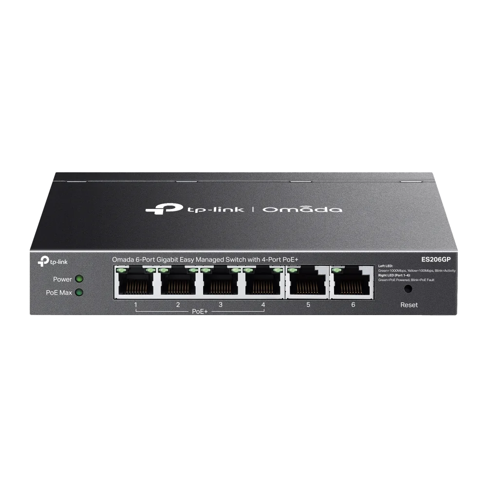 TP-Link Omada ES206GP commutateur réseau Géré Gigabit Ethernet (10/100/1000) Connexion Ethernet, supportant l'alimentation via ce port (PoE) Noir