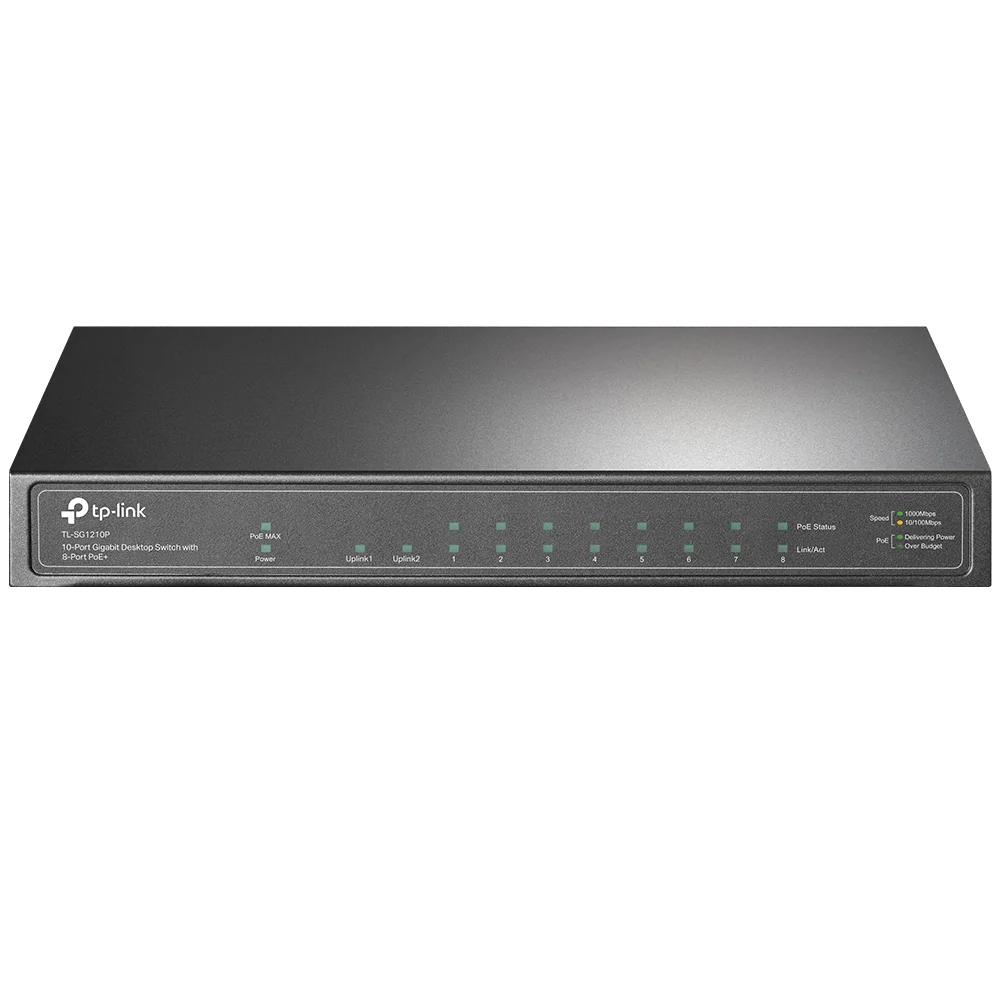 TP-Link TL-SG1210P commutateur réseau Non-géré Gigabit Ethernet (10/100/1000) Connexion Ethernet, supportant l'alimentation via ce port (PoE) Gris