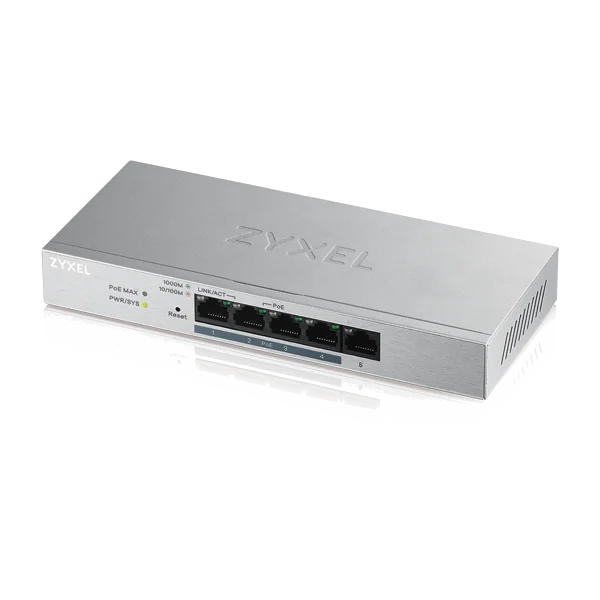 Zyxel GS1200-5HP v2 Géré Gigabit Ethernet (10/100/1000) Connexion Ethernet, supportant l'alimentation via ce port (PoE) Gris