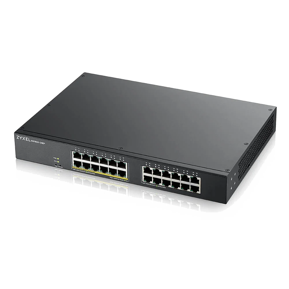 Zyxel GS1900-24EP Géré L2 Gigabit Ethernet (10/100/1000) Connexion Ethernet, supportant l'alimentation via ce port (PoE) Noir