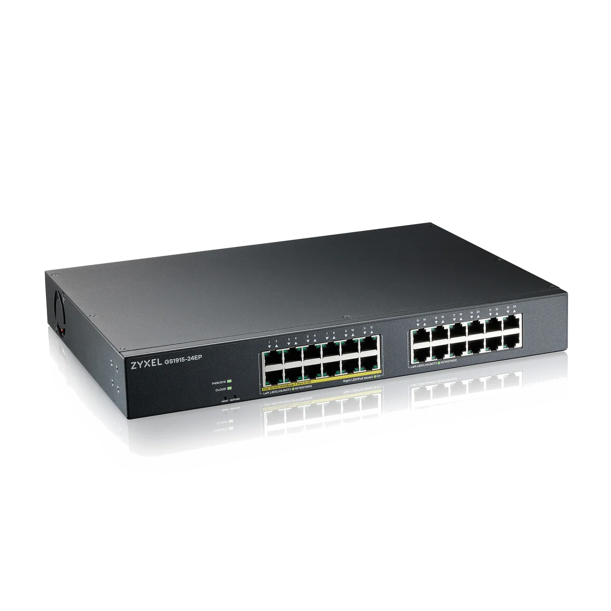 Zyxel GS1915-24EP Géré L2 Gigabit Ethernet (10/100/1000) Connexion Ethernet, supportant l'alimentation via ce port (PoE) 1U Noir