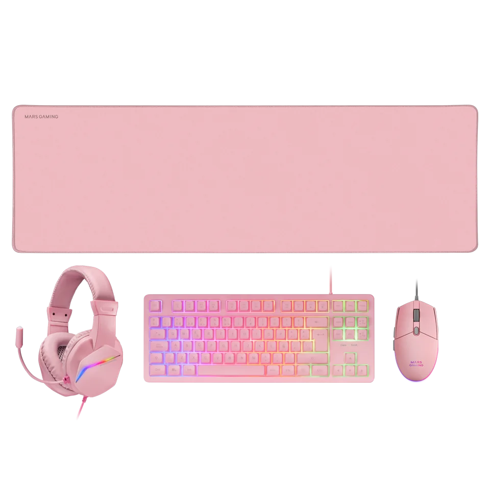 Mars Gaming MCP-RGB3P clavier Souris incluse USB Français Rose