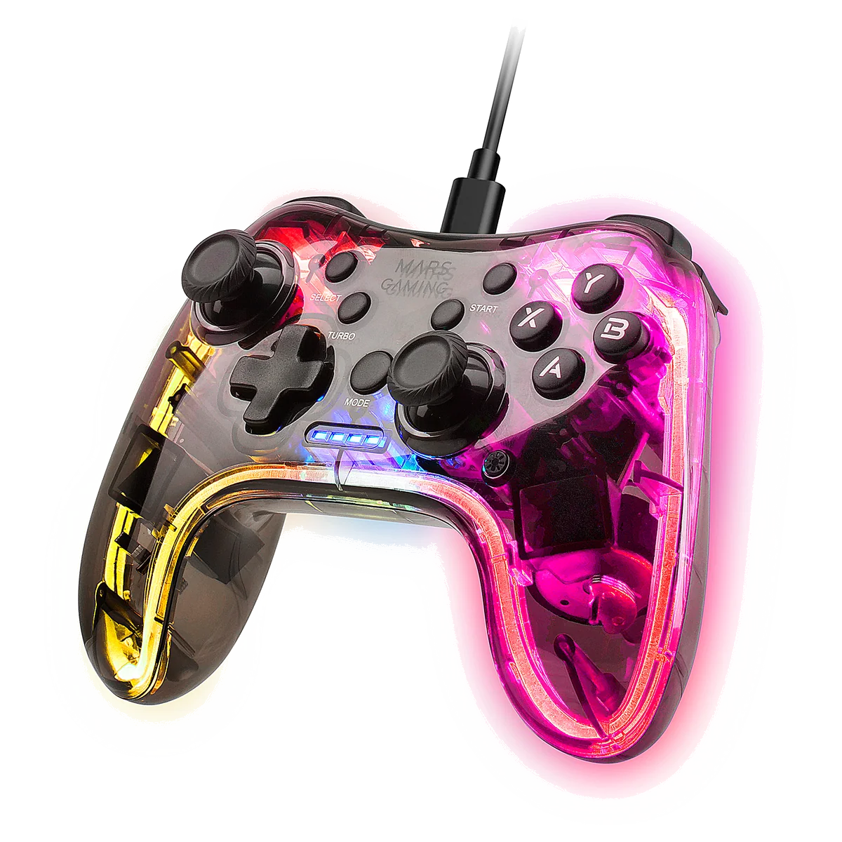 Mars Gaming MGPC accessoire de jeux vidéo Transparent USB Manette de jeu Android, MAC, Nintendo Switch, PC, Playstation 3