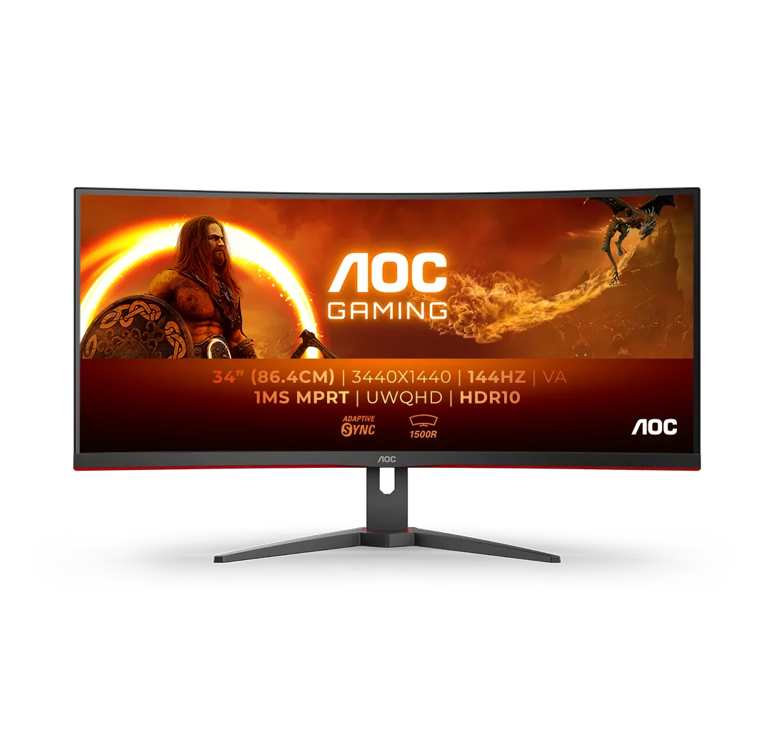 AOC G2 CU34G2XE/BK écran plat de PC 86,4 cm (34") 3440 x 1440 pixels Wide Quad HD LCD Noir, Rouge