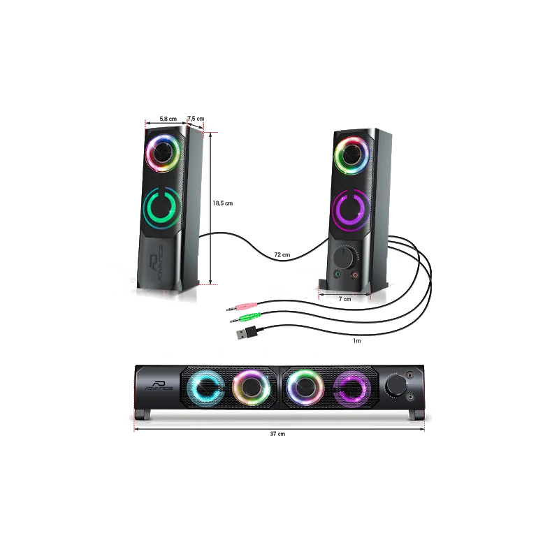 Enceintes 2en1 Advance SoundPhonic 2.0 RGB (Noir)