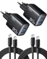 Chargeur secteur Havit UC253 - 1x USB-A + 1x USB-C 65W avec câble USB-C (Noir) - 3